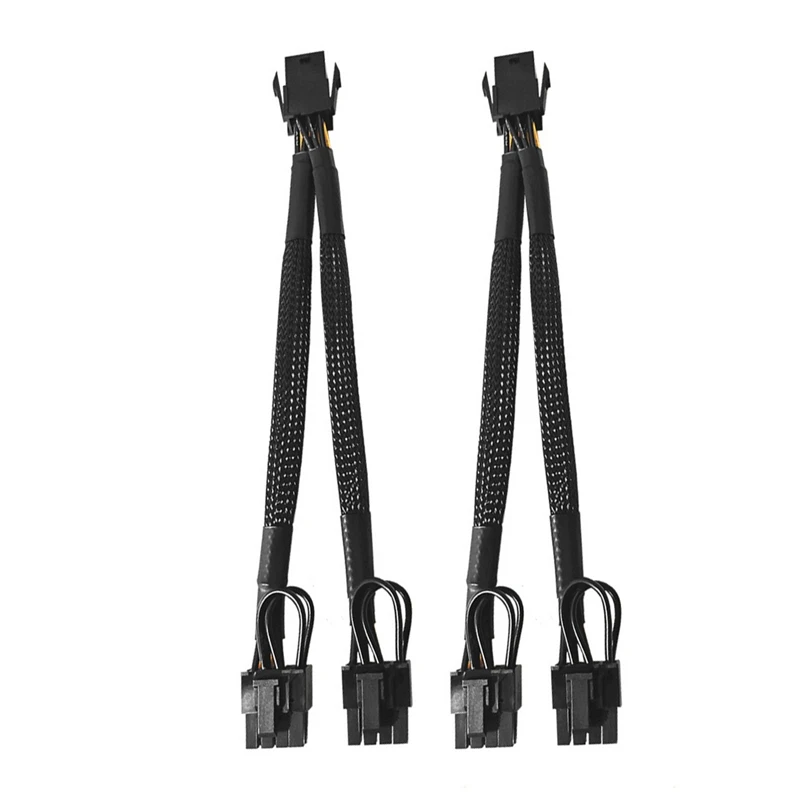 

HOT-2 Pieces of Graphics Card 6Pin to Double 6+2Pin Adapter Cable Plus Braided Network Tube Electricity 22cm