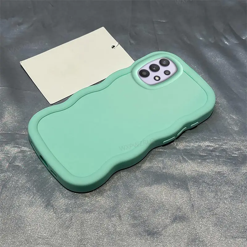Solid Color Wave Phone Case For Samsung Galaxy A32 A54 A33 A34 A35 Quantum 4 A52S Jump A52 Silicone Shock-absorbing Soft Cover