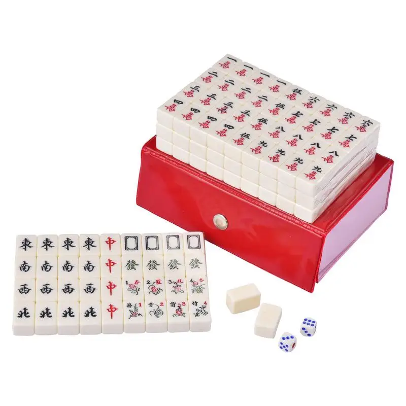 

Travel Mahjong Sets 144Pcs Mini Melamine Mahjong Tiles Complete Mahjongg Board Games Classic Majiang Game Set For Adults Teens