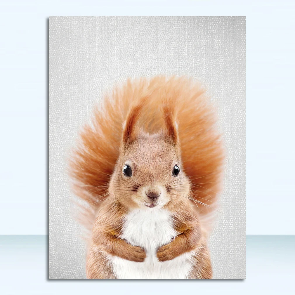 

Настенная картина с принтом леса животных, картина в скандинавском стиле для детской спальни, декор жираф, кролик, слон, холст, Детская фотография