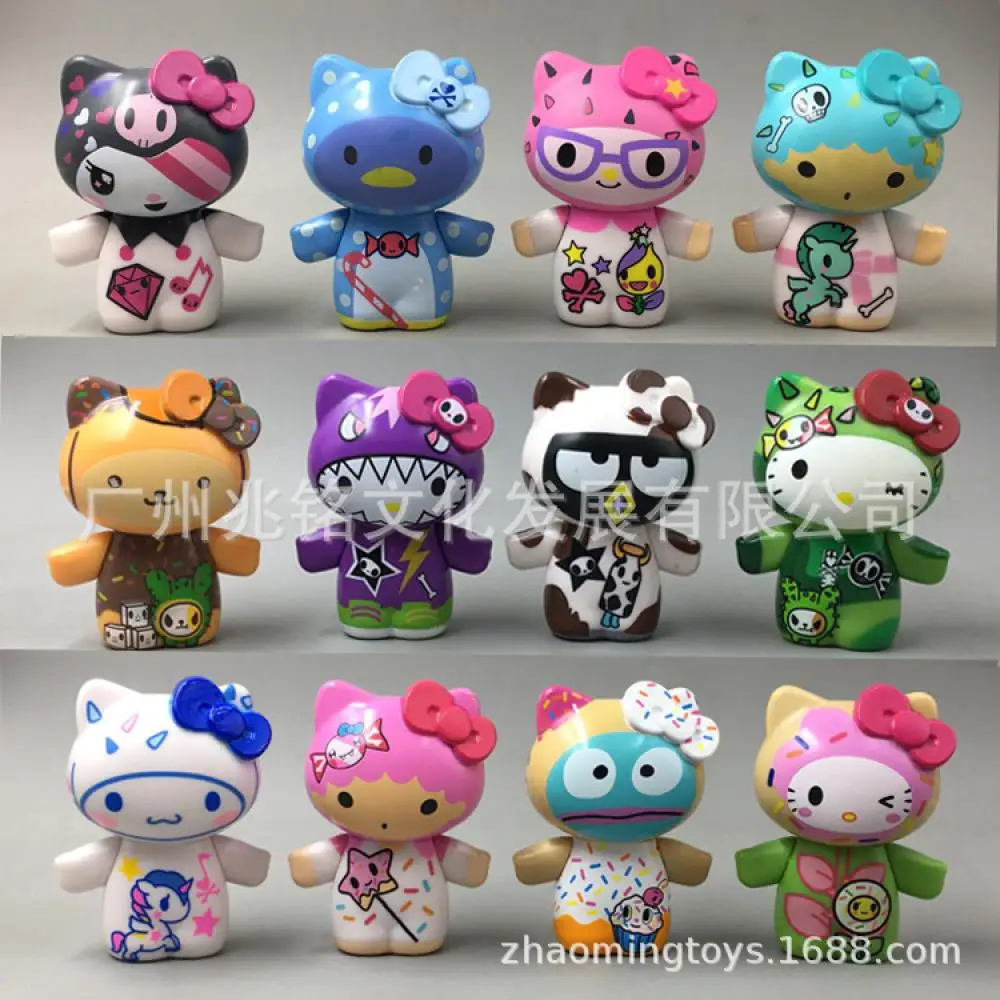 

Kawaii Hellow Kittys Единорог пересечение границ шарнирная кукла ПВХ мультфильм милые фигурки аниме модель игрушки для девочек подарок на день рожд...