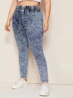 2021 autumn spring popular fashion design women snowflake long pants plus size jeans solid small feet jeans trousers streetwear