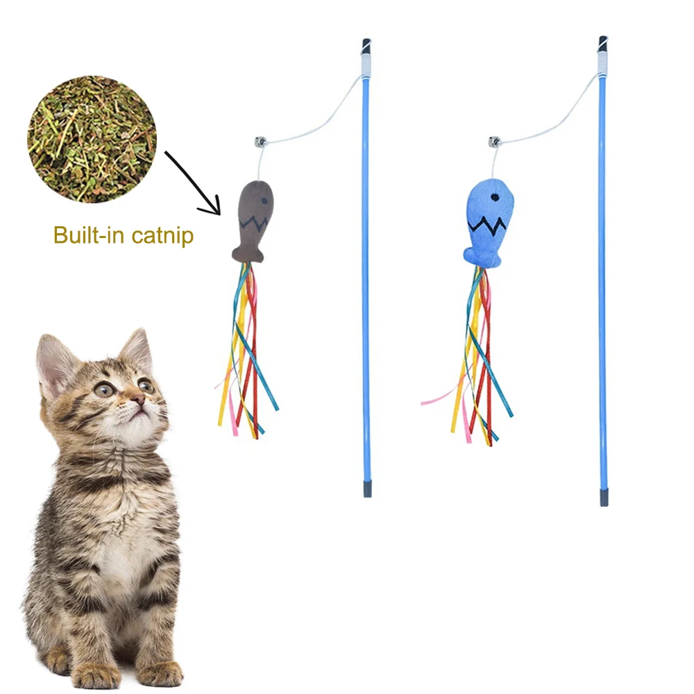 Игрушка для кошек голубая лента рыба Тэза палка кошка сумасшедшая игрушка