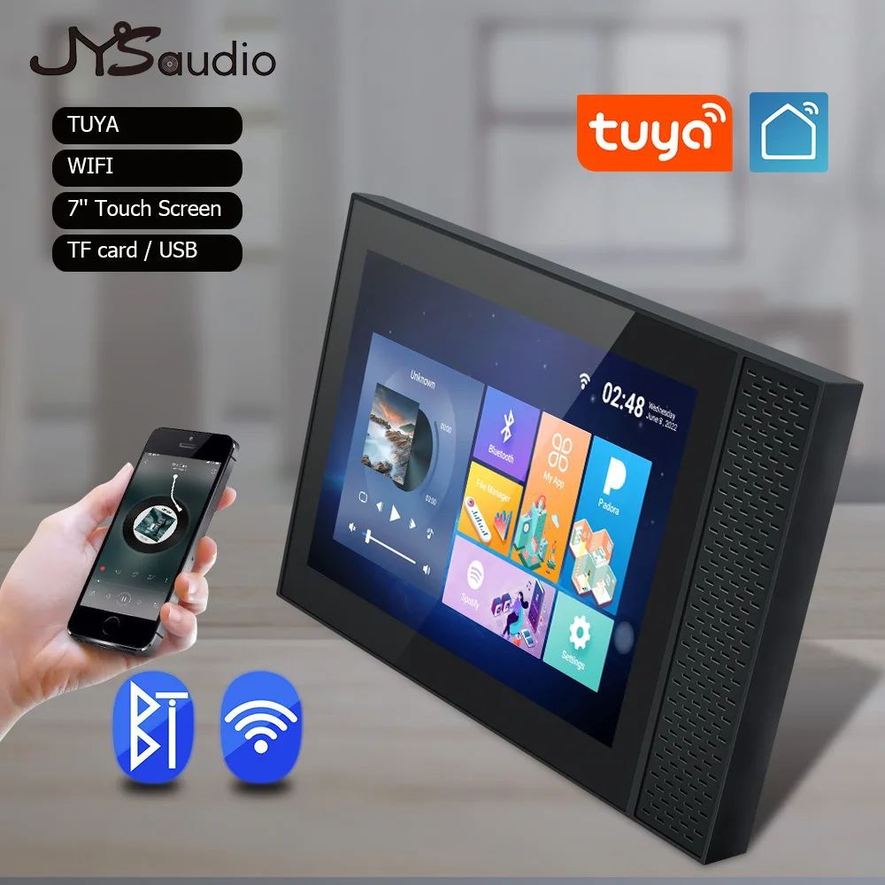 

7inch Smart Audio Amplifier TUYA Home Theater Sound System Touch Screen Wall Android WiFi Bluetooth Powerful Amp and Alexa RS485