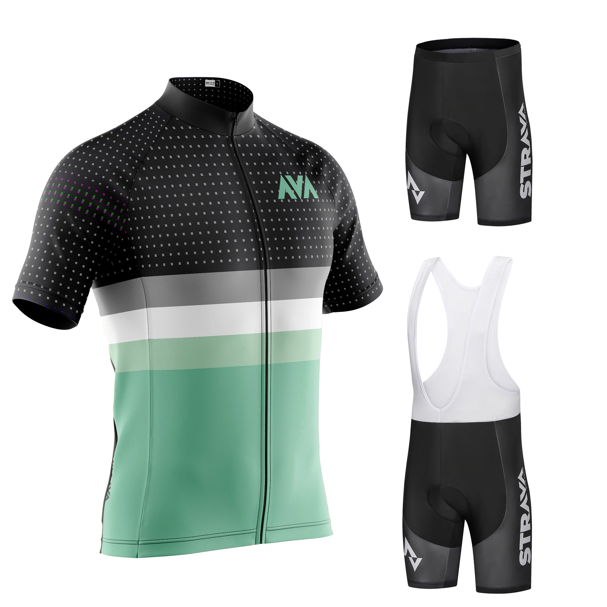 

STRAVA pro team Cycling Jersey Men Set Bib Shorts Set Summer Mountain Bike Bicycle Suit Bicycle Racing Uniform Clothes