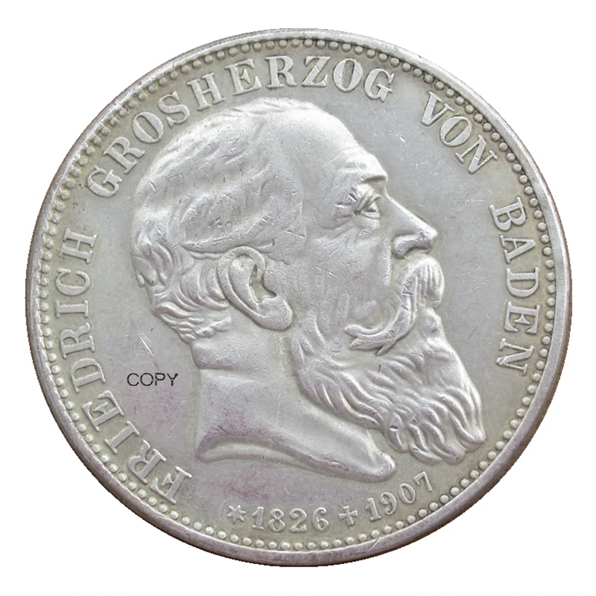 

Посеребренная репродукция монеты Германии 5 марок 1907 года