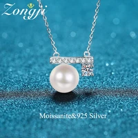 xdy925 sterling silver clavicle chain female one word 10mm flawless freshwater pearl moissanite necklace for women fine jewelry