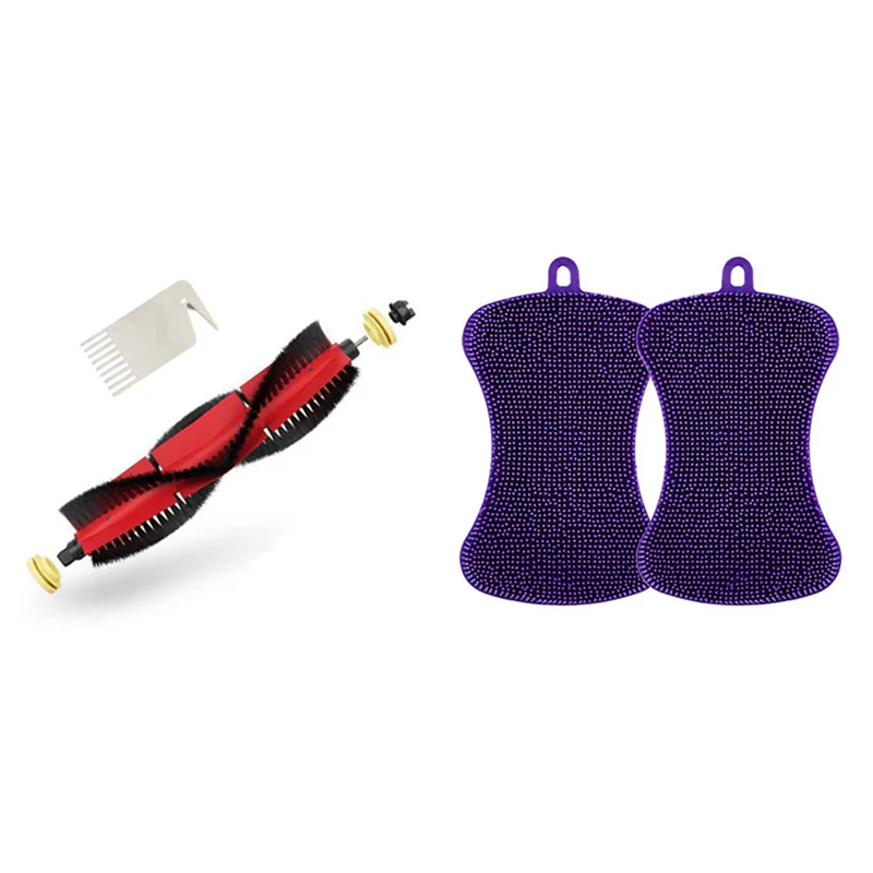 

2 Set Vacuum Cleaner Parts: 1 Set Double Sided Silicone Sponge Brush & 1 Set Washable Main Brush Cleaning Tools