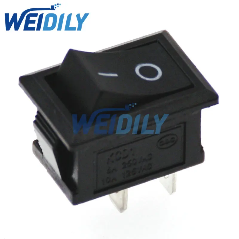 

10 шт. 15*21 мм 2-контактный клавишный переключатель SPST ON/OFF для лодки 6A-10A 125V 250V KCD1 KCD1-101 черные Клавишные переключатели с защелкой