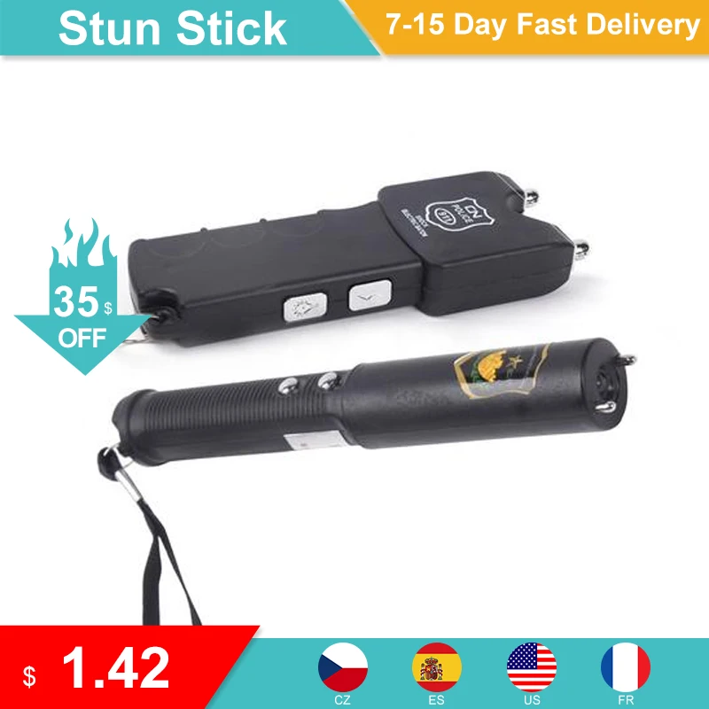 

Portable Stun Stick Extremely Powerful Rechargeable Electric Shock RodBuilt-In LED Flashlight Self Defense Flashlight Electric