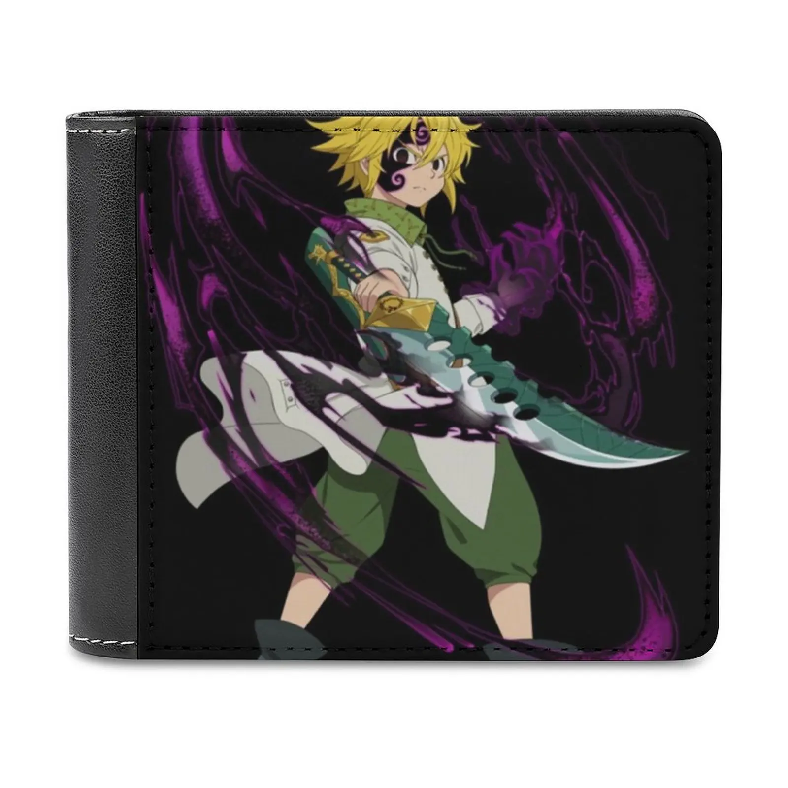 

Дизайнерский кожаный кошелек Meliodas, короткие тонкие мужские кошельки, держатели для денег и кредитных карт, мужской кошелек, мелиоды семь смертных грехов, аниме