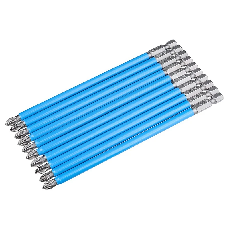 

10Pcs 6-Inch Long Screwdriver Bit Set Magnetic Ph2 Impact Driver Bits 2 Bits Alloy Steel With 1/4 Inch Hex For Impact Drill
