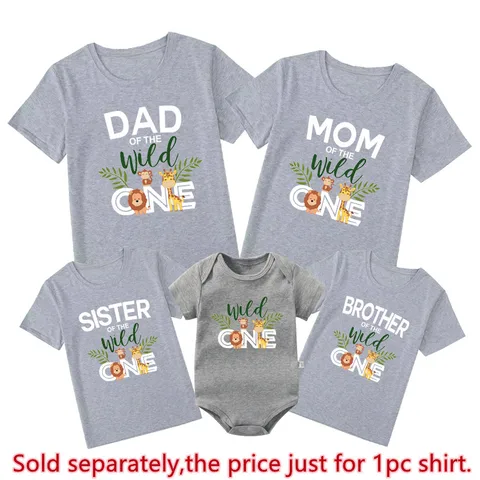 Универсальные Семейные рубашки для папы, матери, брат, детские комбинезоны, семейный образ, 1-й джунгли, сафари, наряды на день рождения