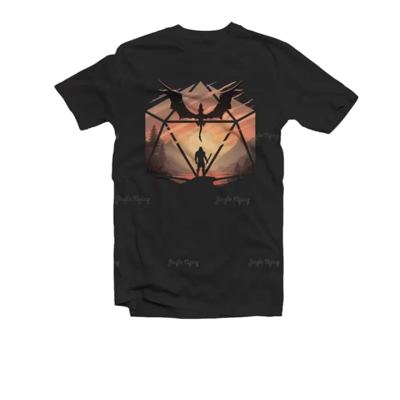 Рубашка The Staredown D20 с драконами подъемом ног мужская и женская футболка большого