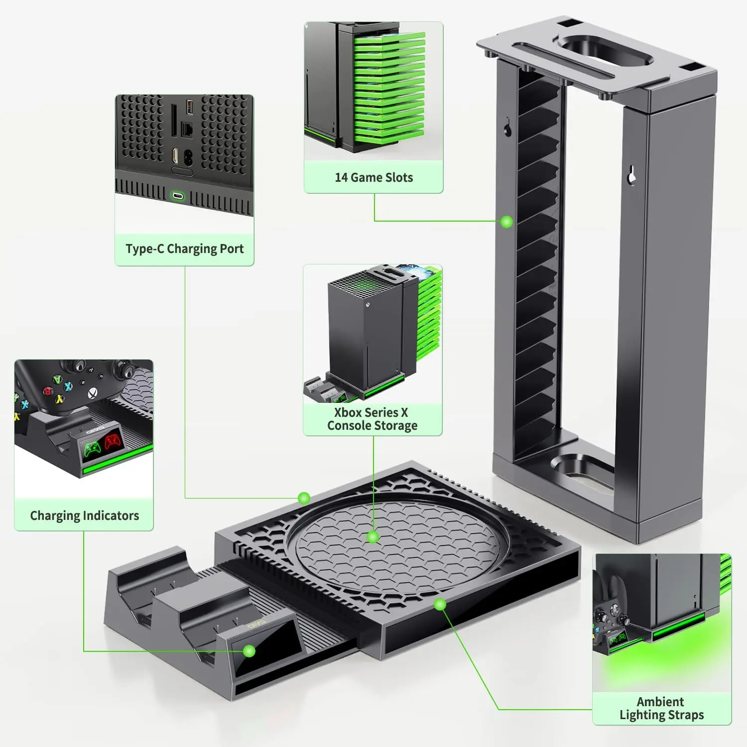 game console cooling base for xbox series x vertical stand gamepad charging dock games disc storage bracket for xsx accessories free global shipping