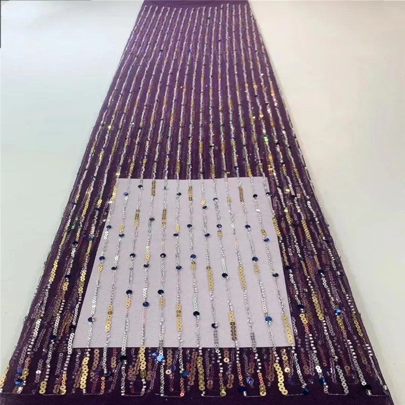 

Французская кружевная ткань с блестками 2023, высококачественные бусины ручной работы, 5 ярдов, нигерийская кружевная ткань, африканский тюль, кружевная ткань для женского платья