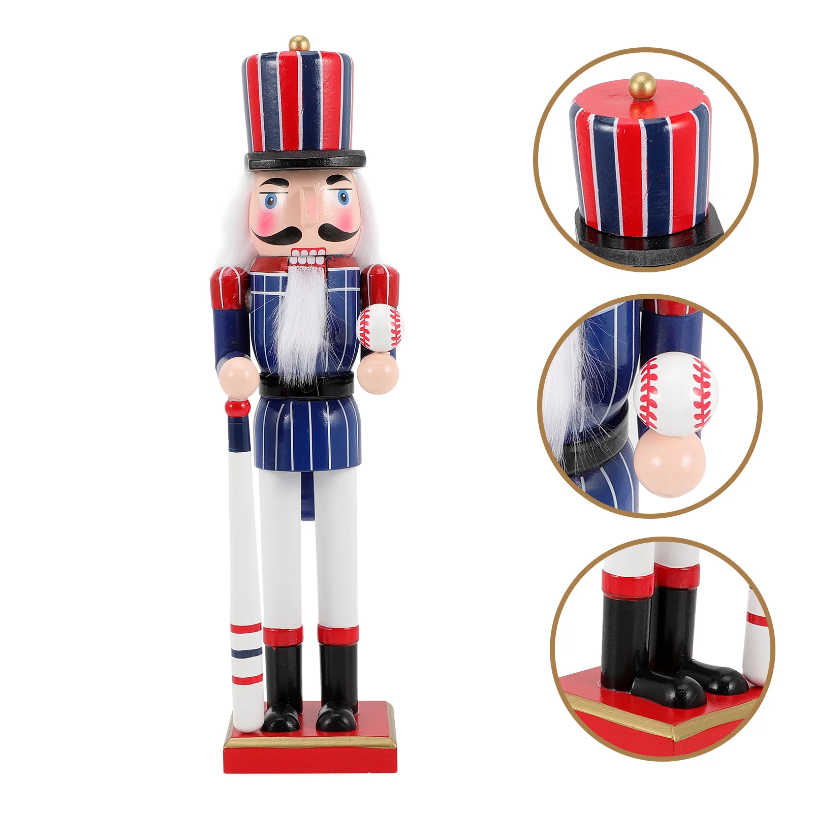 

Nutcracker Soldier Decor Sports Style Nutcracker Figure Wooden Nutcracker Soldier with Baseball Tabletop Christmas Ornament
