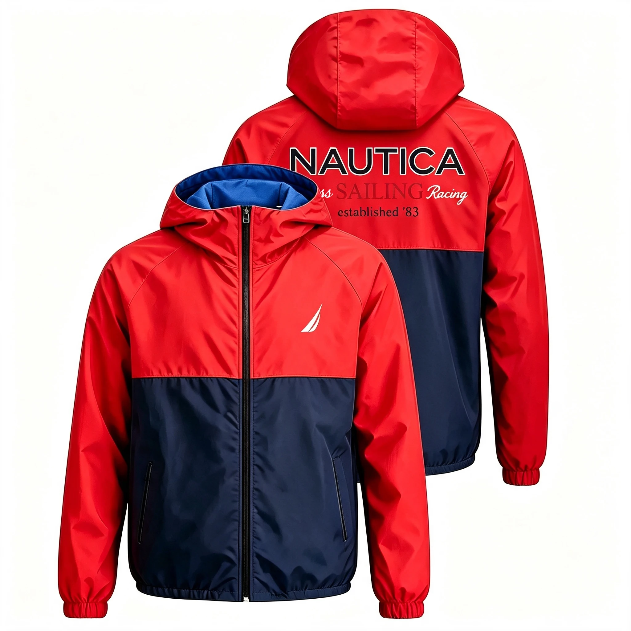Фото Ветровка NAUTICA с капюшоном, куртка с логотипом парусной лодки на молнии, солнцезащитная куртка, модное пальто для занятий спортом на открытом воздухе №1