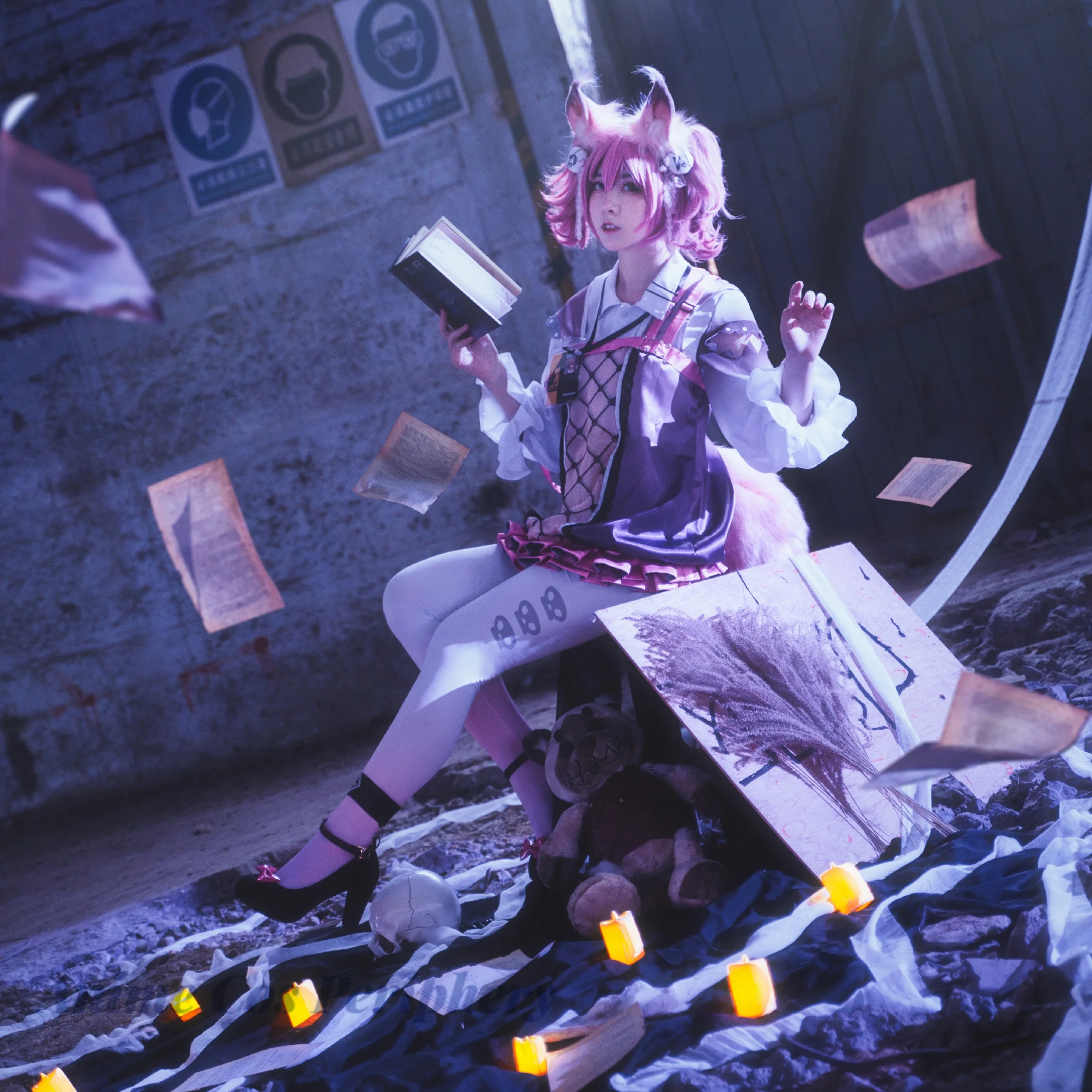 Полный комплект одежды для косплея, парик, хвост, обувь, реквизит, хвост