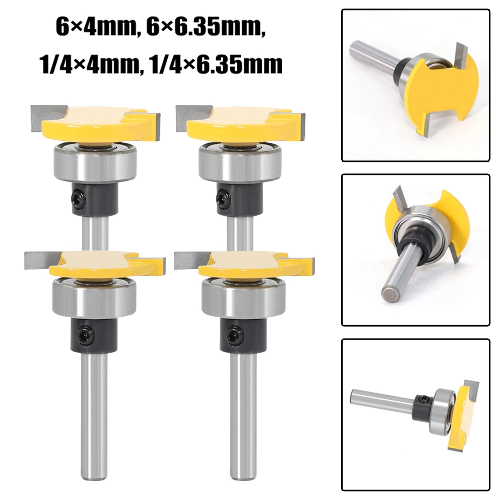 

2pcs T Type Router Bit With Bottom Bearing Woodworking Milling Cutter Slotting Knife Router Bit Carpenter's Notch Knife