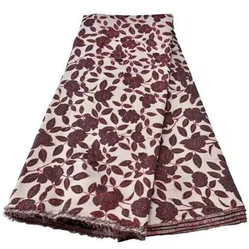 

Африканская кружевная ткань для женщин, жаккардовая парча, Модный узор, тюль, женские платья, кружевная ткань 2023 на метр, шитье, 5 ярдов