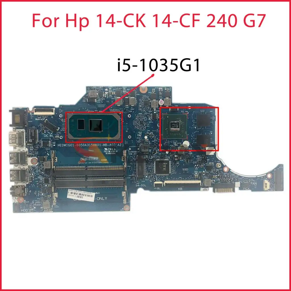 

Akemy For Hp 14-CK 14-CF 240 G7 Laptop Motherboard 6050A3158801-MB mainboard W/ i5-1035G1 + 2G GPU 100% Tested Fast Ship