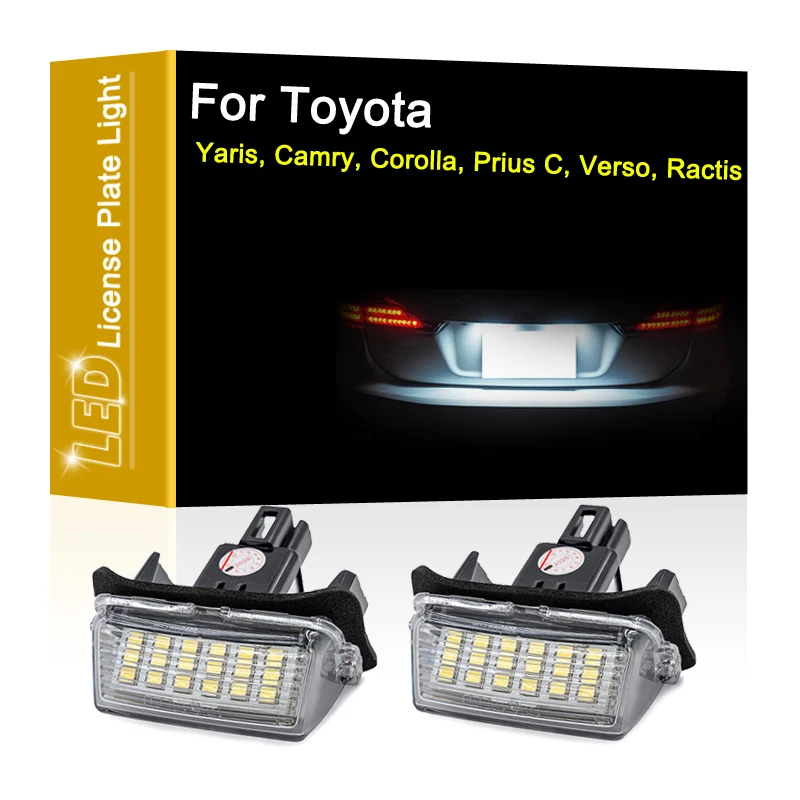 

12V LED Number Plate Lamp For Toyota Yaris Camry Corolla Prius C Verso Ractis White License Plate Light Assembly