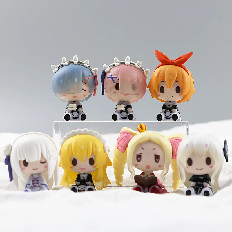 

7pcs/set 5cm Life in a different world from zero Rem Ram Emilia Emiria Action figure toys doll Christmas gift