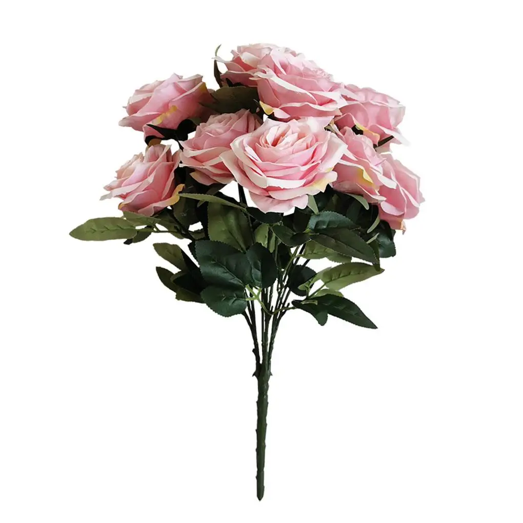 

Искусственные розы, букет с искусственными цветами для украшения дома, офиса, свадьбы, праздника, искусственный цветочный букет, 10 головок