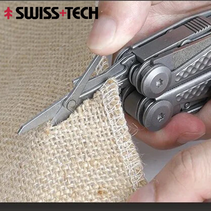 Фото Многофункциональный инструмент SWISS TECH 18 в 1: плоскогубцы, ножницы, пила, портативное складное оборудование для кемпинга и активного отдыха №1