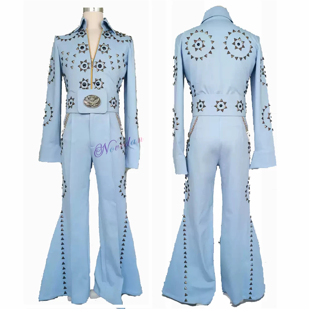 Luxury High Quality Elvis Presley Costume Diamond Rock Singer Cosplay Ballroom Dance Performance Party Costume Men Custom Make