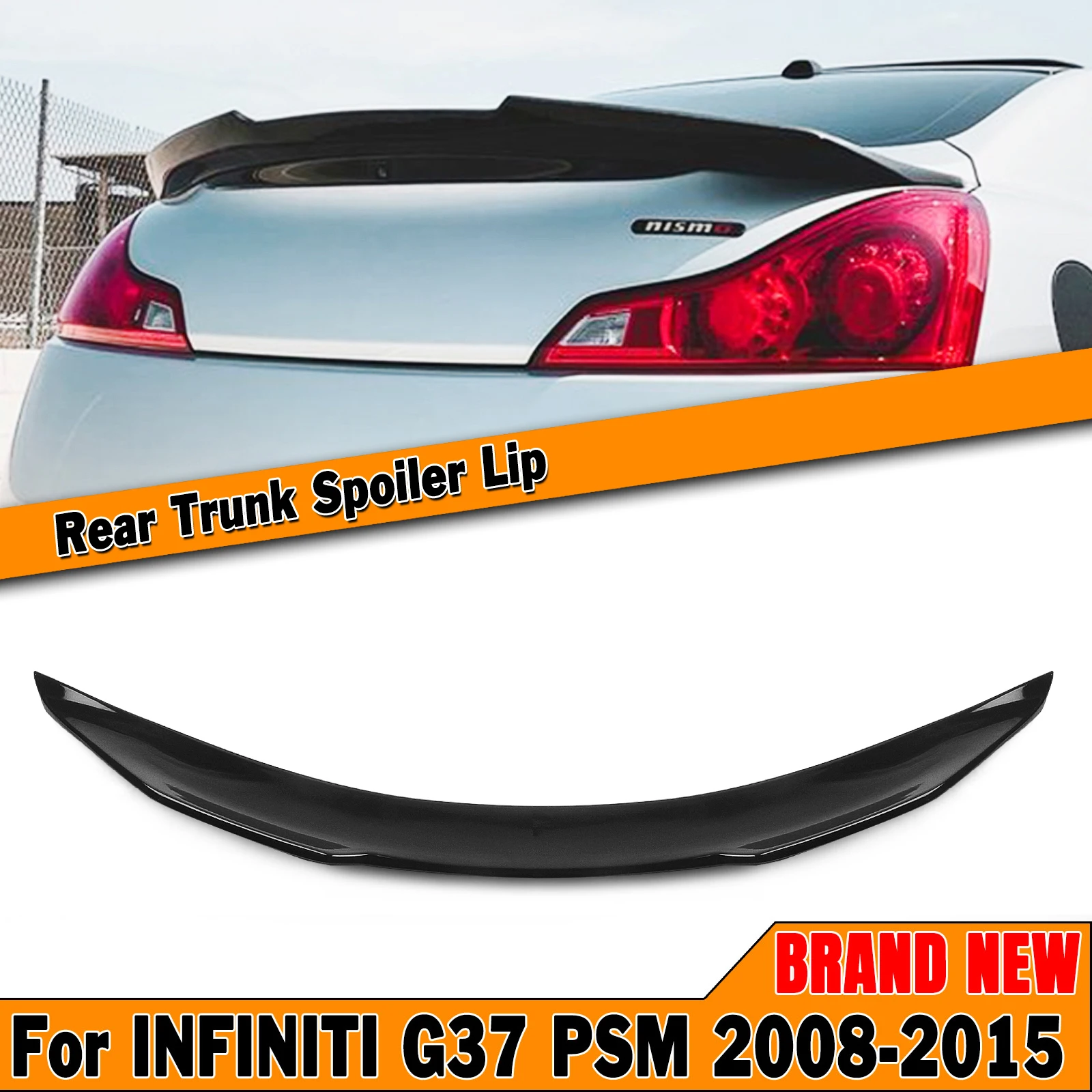 

For Infiniti G37 2 Door Coupe 2008-2015 PSM Style G25 G35 Q40 Glossy Black Rear Trunk Lid Spoiler Wing Decklid Flap Splitter Lip