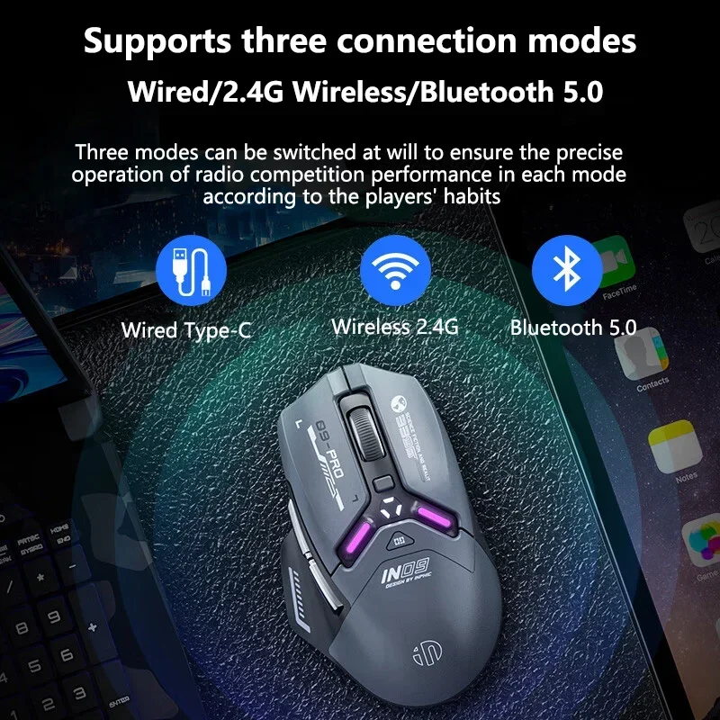Bluetooth-мышь Inphic IN9 PRO перезаряжаемая беспроводная игровая мышь 2 4G 26000 точек на дюйм