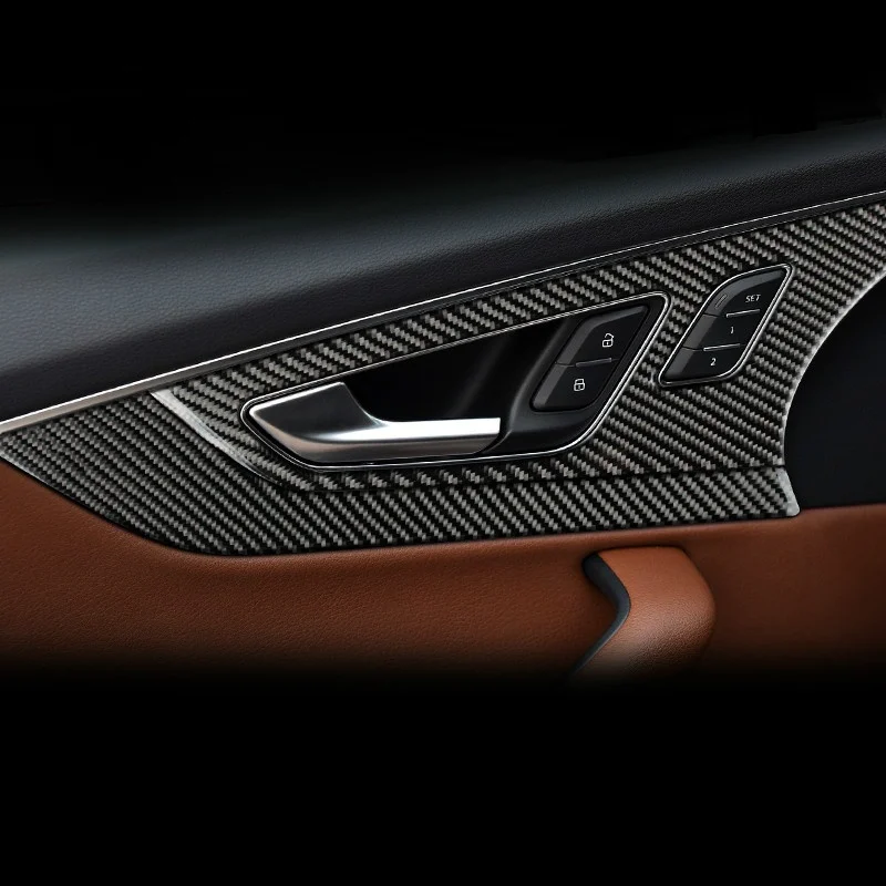 

For Audi Q7 S LHD RHD Carbon Fiber Interior Door Handles Door Bowl Decorative Cover Trim Car Styling Sticker Auto Accessories