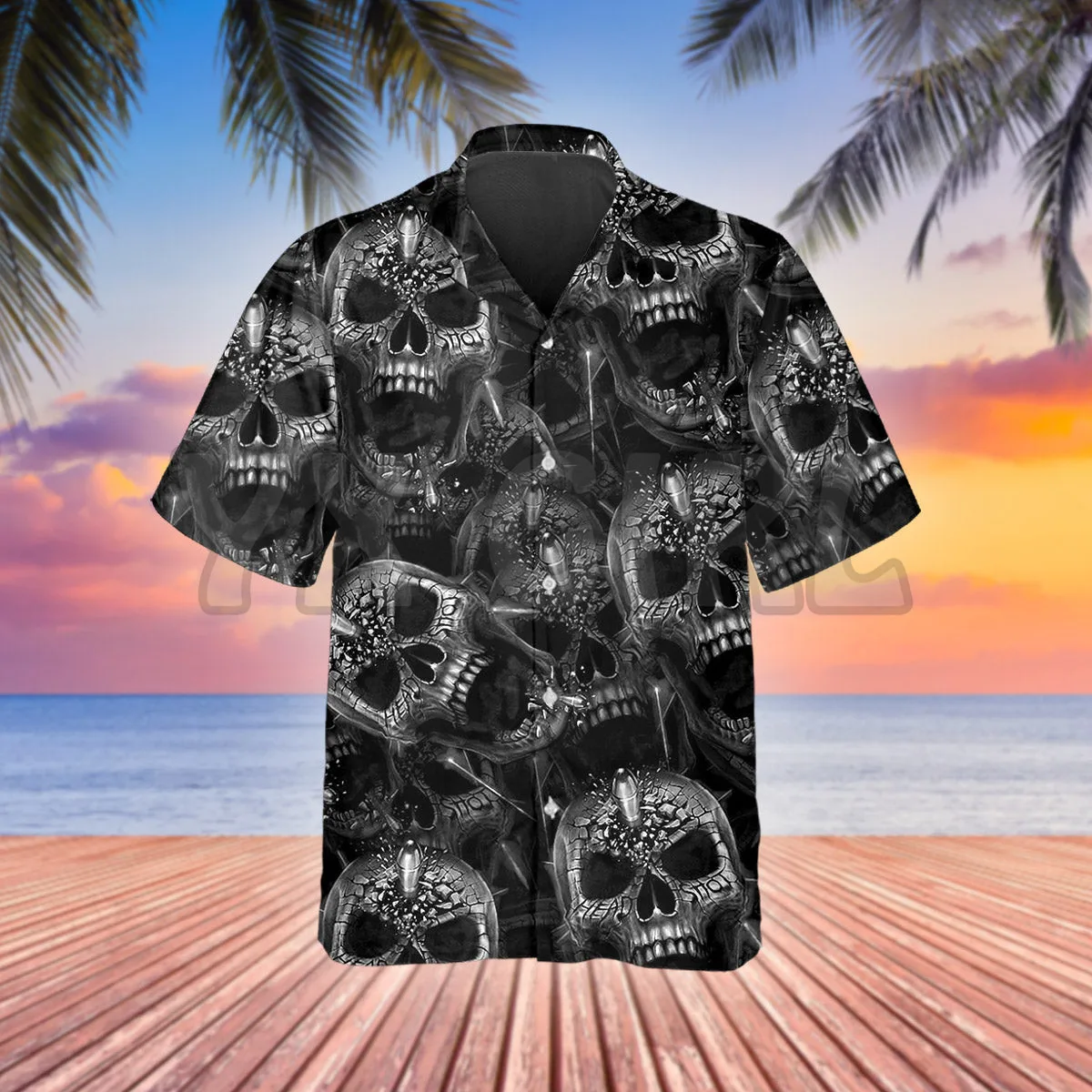 Skull Green Tree 3D All Over Printed Hawaiian Shirt Men's For Women's Harajuku Casual Shirt Unisex