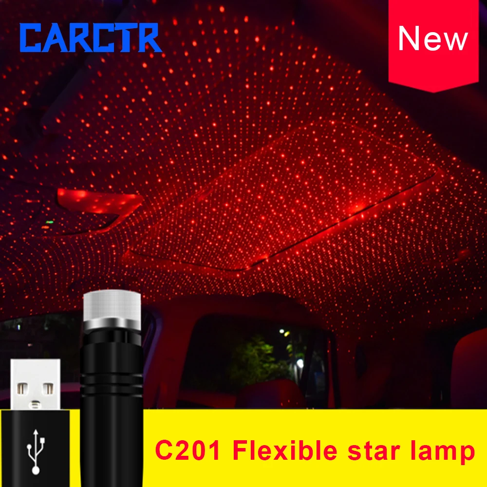 

CARCTR звездное небо светильник USB автомобильный окружающий свет лазерная проекция различные узоры синяя красная потолочная атмосфера освеще...