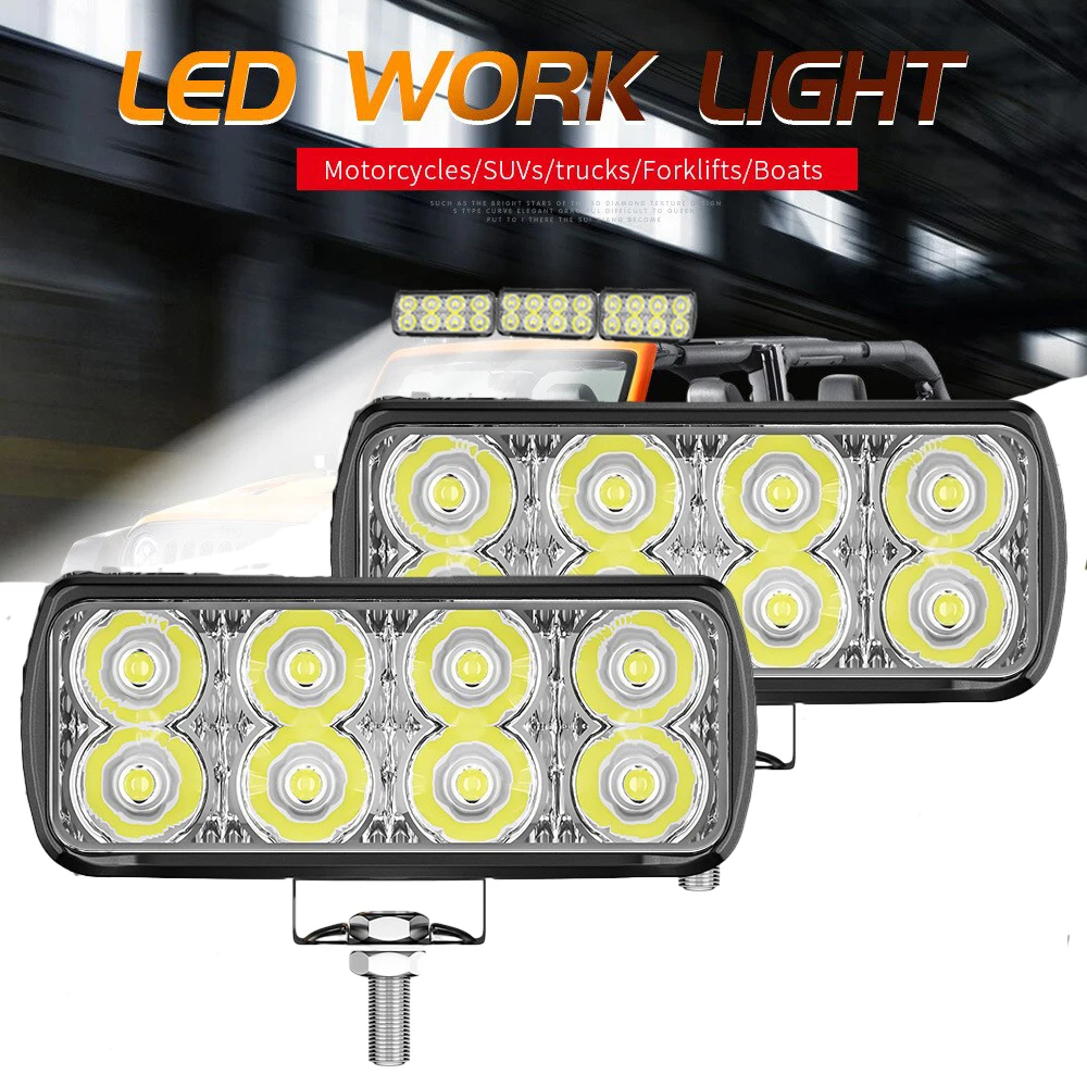 

Лампа дальнего света 12 В, противотуманные фары 8 светодиодов для внедорожников, автомобилей, лодок, грузовиков, светодиодные фары, автомобильные аксессуары
