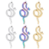 6pcs punk stainless steel snake charms for jewelry making supplies diy women men accessories goldrainbowsilver color pendant