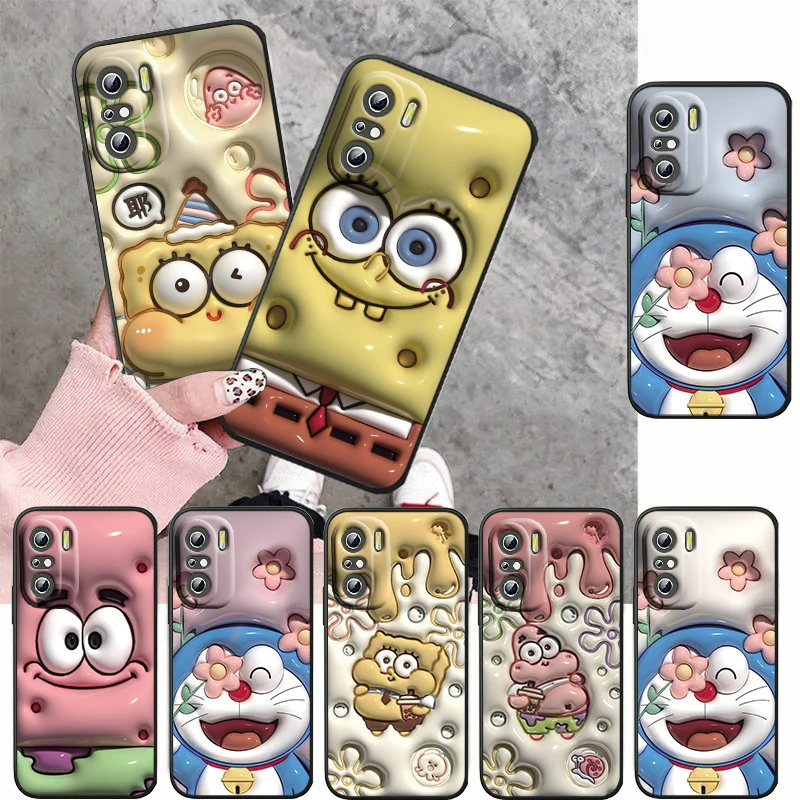 

Spongebob Patrick Star For Redmi K50 K40 K30 K20 Go S2 8A 7A 6Pro 5 Plus 5G Silicone Soft Shockproof Black Phone Case
