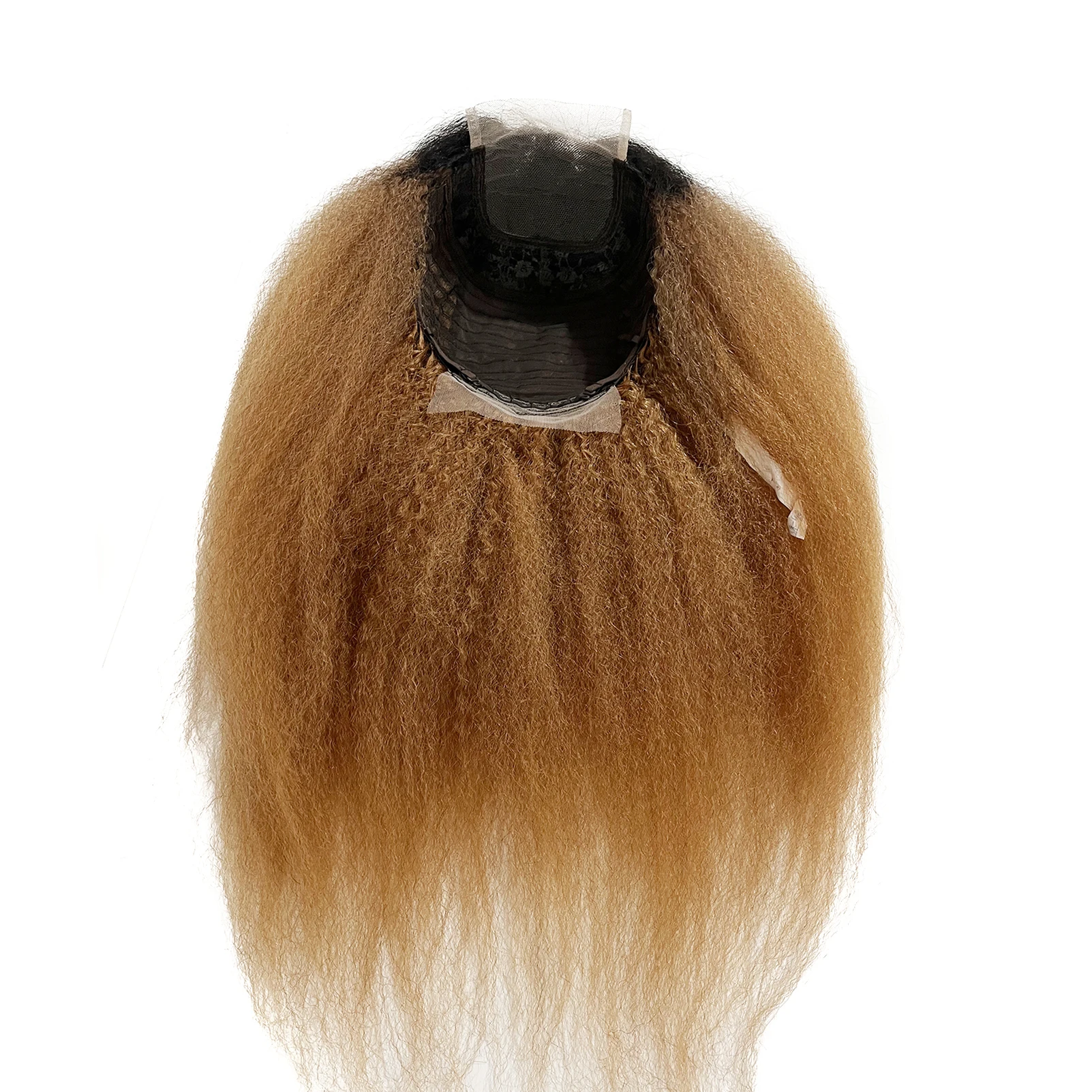 Курчавый прямой парик 30 дюймов Омбре желтый коричневый с черным корнем