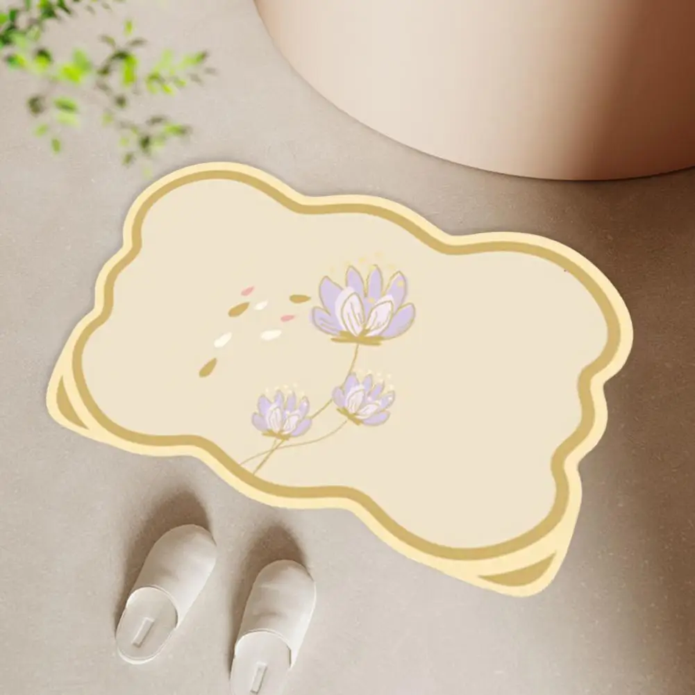 

Anti-slip Pad Practical Protective Diatom Mud 40x60cm Lotus Pattern Diatomaceous Shower Pad Home Decor