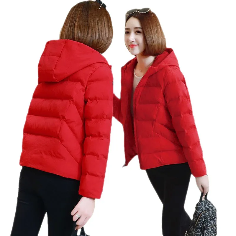 2022 Cotton Jacket Women's Fashion Loose Short Korean Fashion Cotton Hooded Winter Cotton Jacket Women Basic Clothing