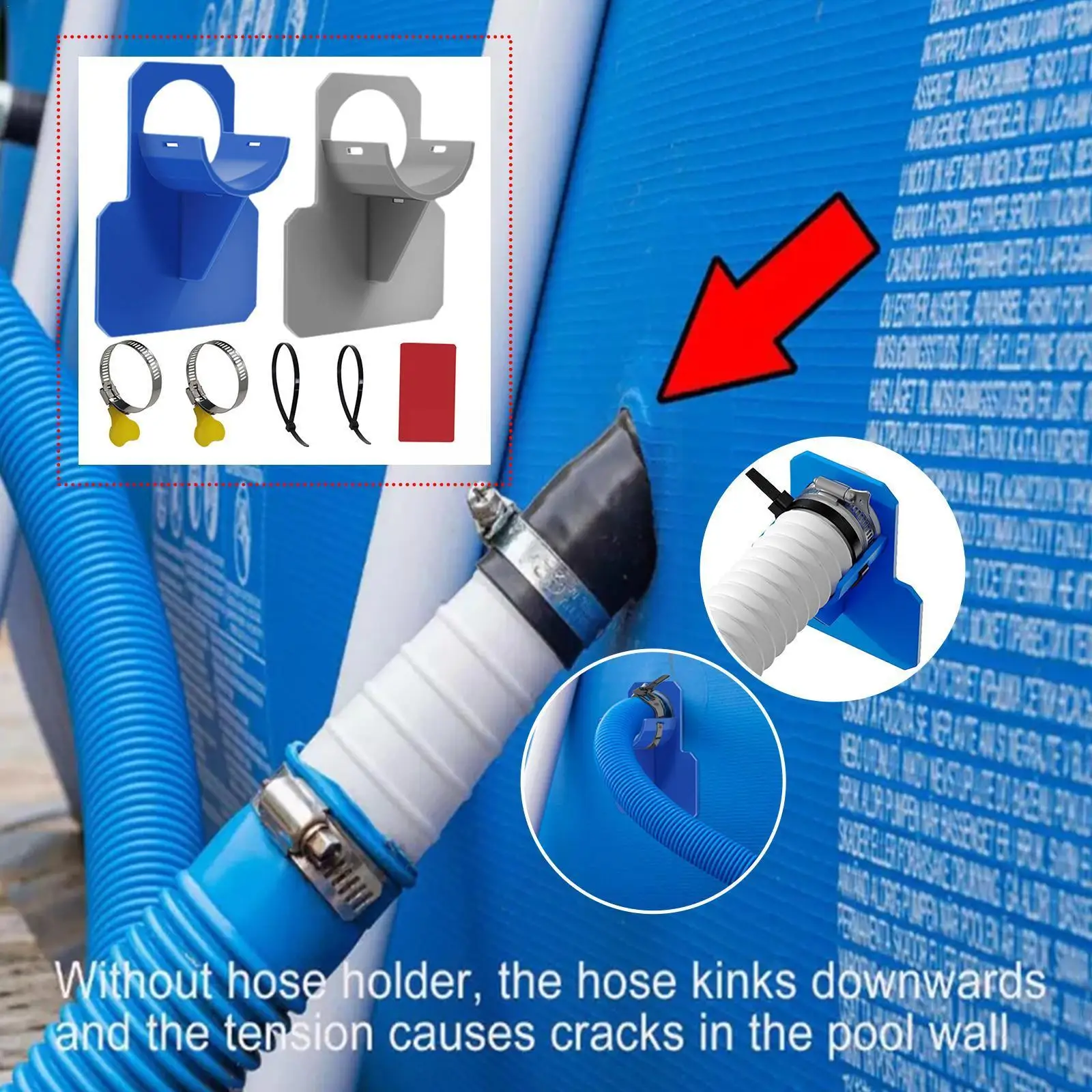 

Swimming Pool Pipe Holder Mount Hose Bracket Supports Pipes 30-38mm For Intex Above Ground Hose Outlet With Cable Tie Suppl V6m1