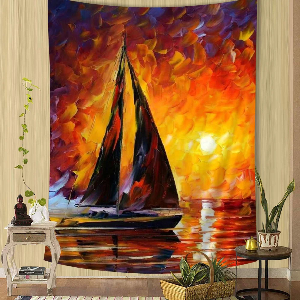L-leonid Afremov масла мультфильм гобелен хиппи цветок настенные ковры Декор в