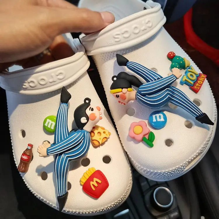 

Hot Sale Charms for Crocs DIY Cartoon Dinosaur Duck Mouth Expression Accessories Lovely Adornment for Clogs Sandals 2022 New