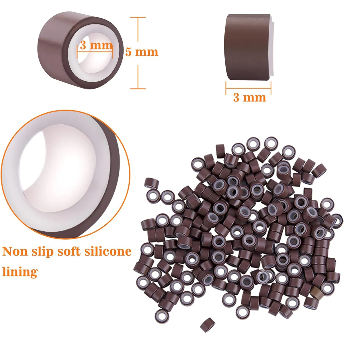 1 сумка 100 шт. 5 0*3 0 мм алюминиевое микрокольцо силиконовая подкладка звенья бусины