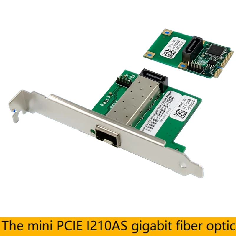 

WGI210AS Mini PCIE Network Card Gigabit Single Port SFP Server Network Card I210-F1 Industrial Grade Network Card