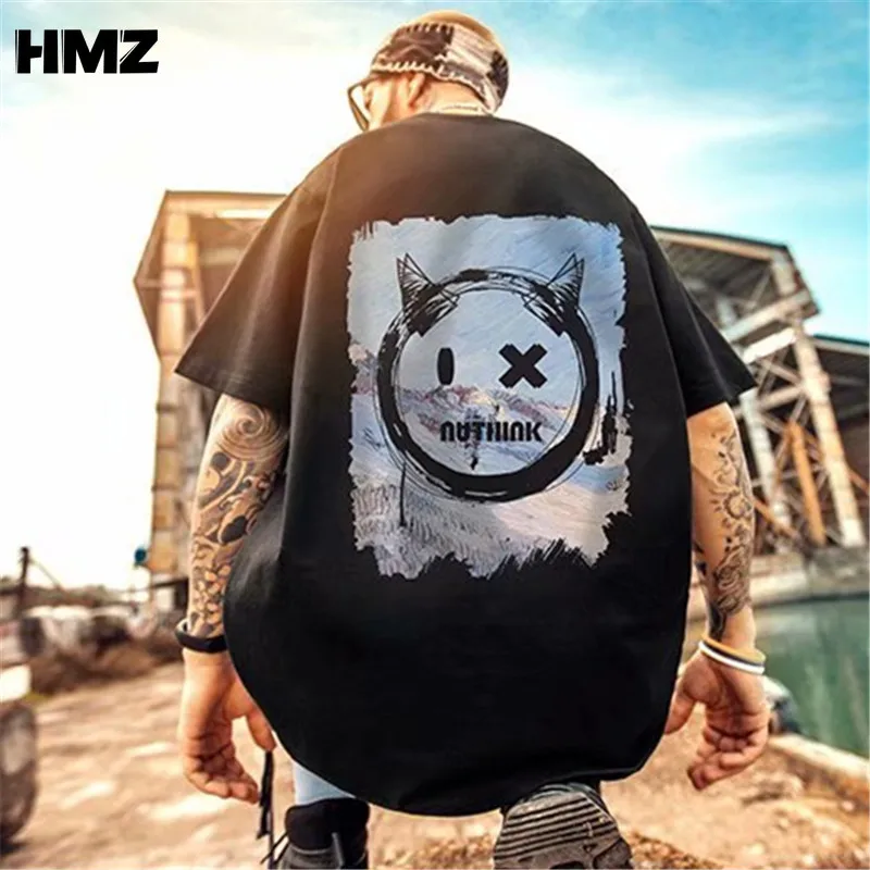 Новая модная мужская футболка HMZ 2022 летняя свободная в стиле хип-хоп хлопковые