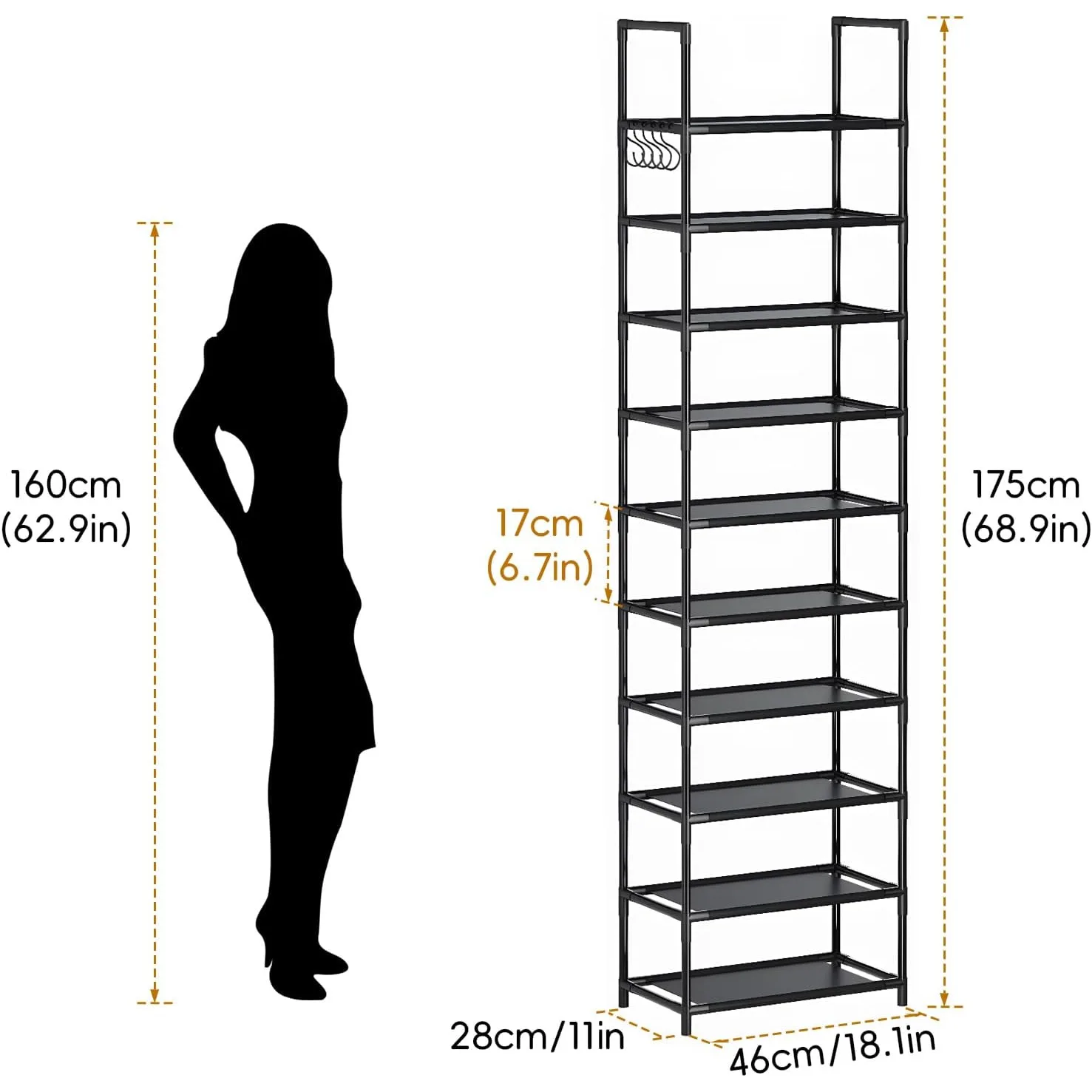 

Настенная металлическая полка для обуви 20 пар