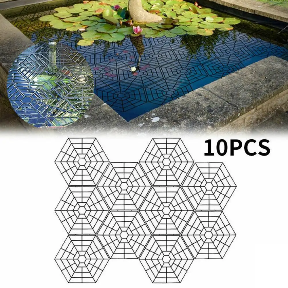 10pcs/set Pond Guard Netting Pond Protection Net Plastic Pool Fish Net Protector Floating Heron Deterrent Grid Cover for Bi M0N2